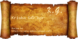 Kriska Gábor névjegykártya